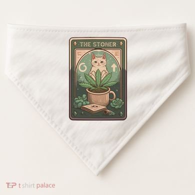 Stoner Tarot Card Cat Lover Funny Cat USA-Made Doggie Bandana