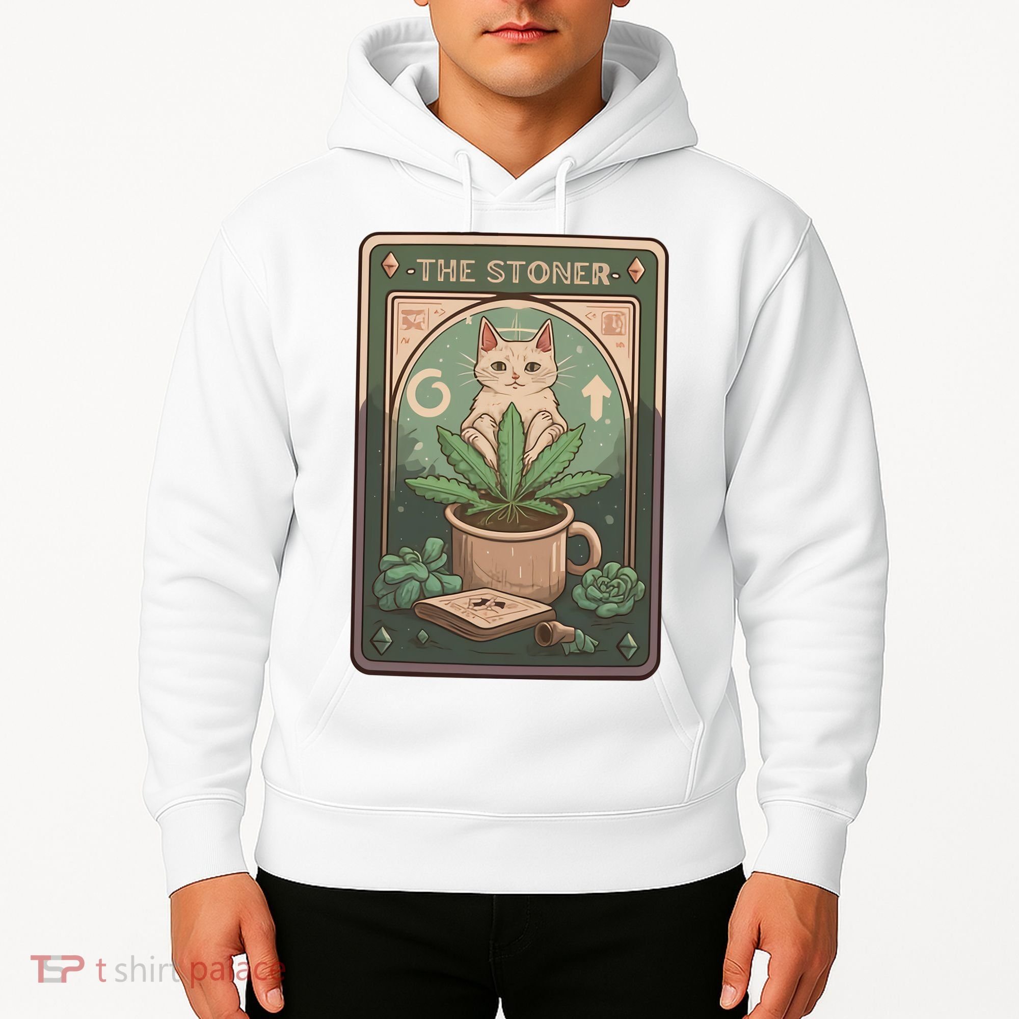 Stoner Tarot Card Cat Lover Funny Cat Hoodie