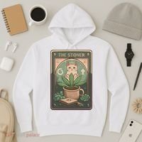 Stoner Tarot Card Cat Lover Funny Cat Hoodie thumb 3