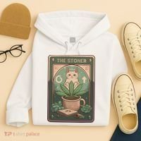 Stoner Tarot Card Cat Lover Funny Cat Hoodie thumb 4