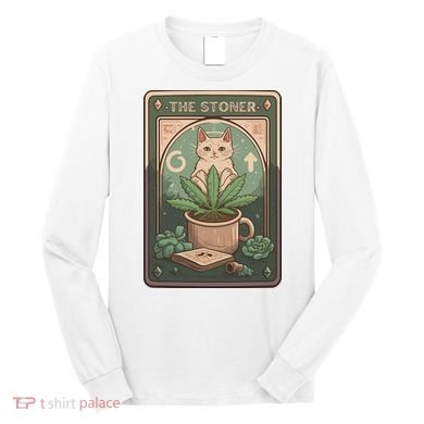 Stoner Tarot Card Cat Lover Funny Cat Long Sleeve Shirt