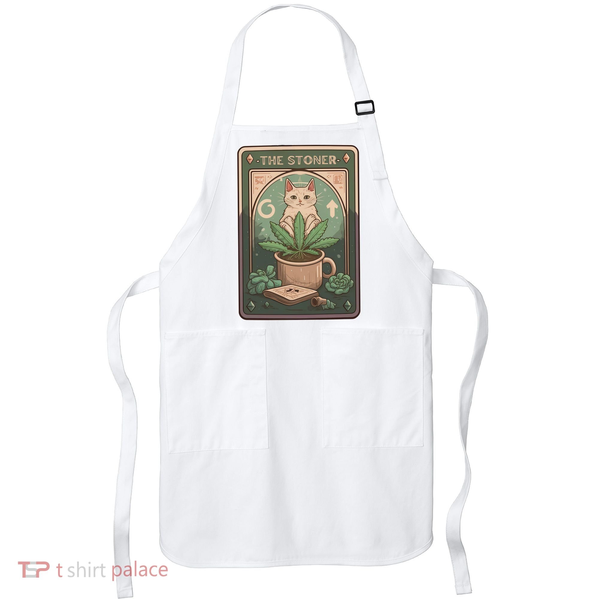 Stoner Tarot Card Cat Lover Funny Cat Apron