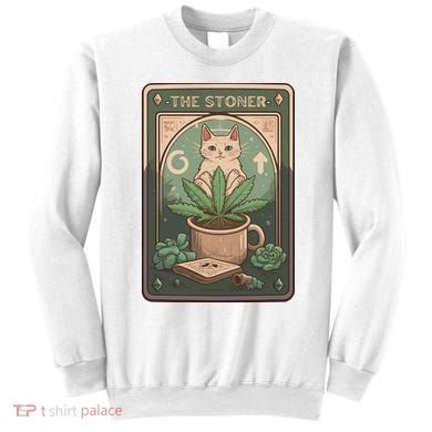 Stoner Tarot Card Cat Lover Funny Cat Sweatshirt