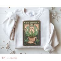 Stoner Tarot Card Cat Lover Funny Cat Sweatshirt thumb 2