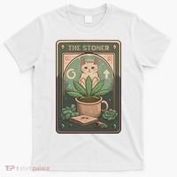 Stoner Tarot Card Cat Lover Funny Cat T-Shirt thumb 0