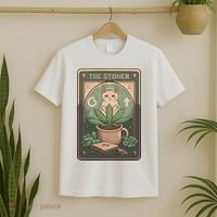 Stoner Tarot Card Cat Lover Funny Cat T-Shirt thumb 2