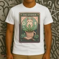 Stoner Tarot Card Cat Lover Funny Cat T-Shirt thumb 3