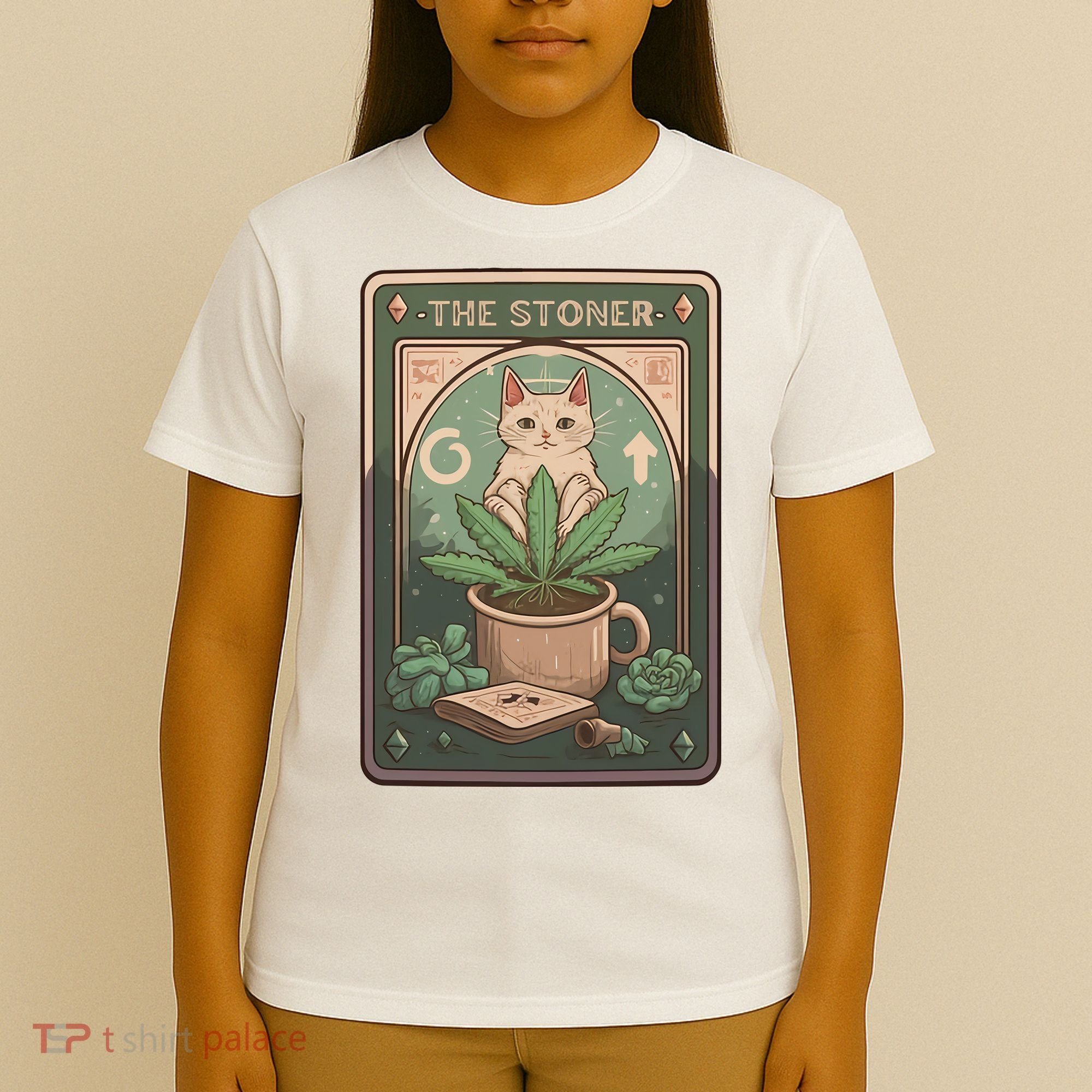 Stoner Tarot Card Cat Lover Funny Cat T-Shirt
