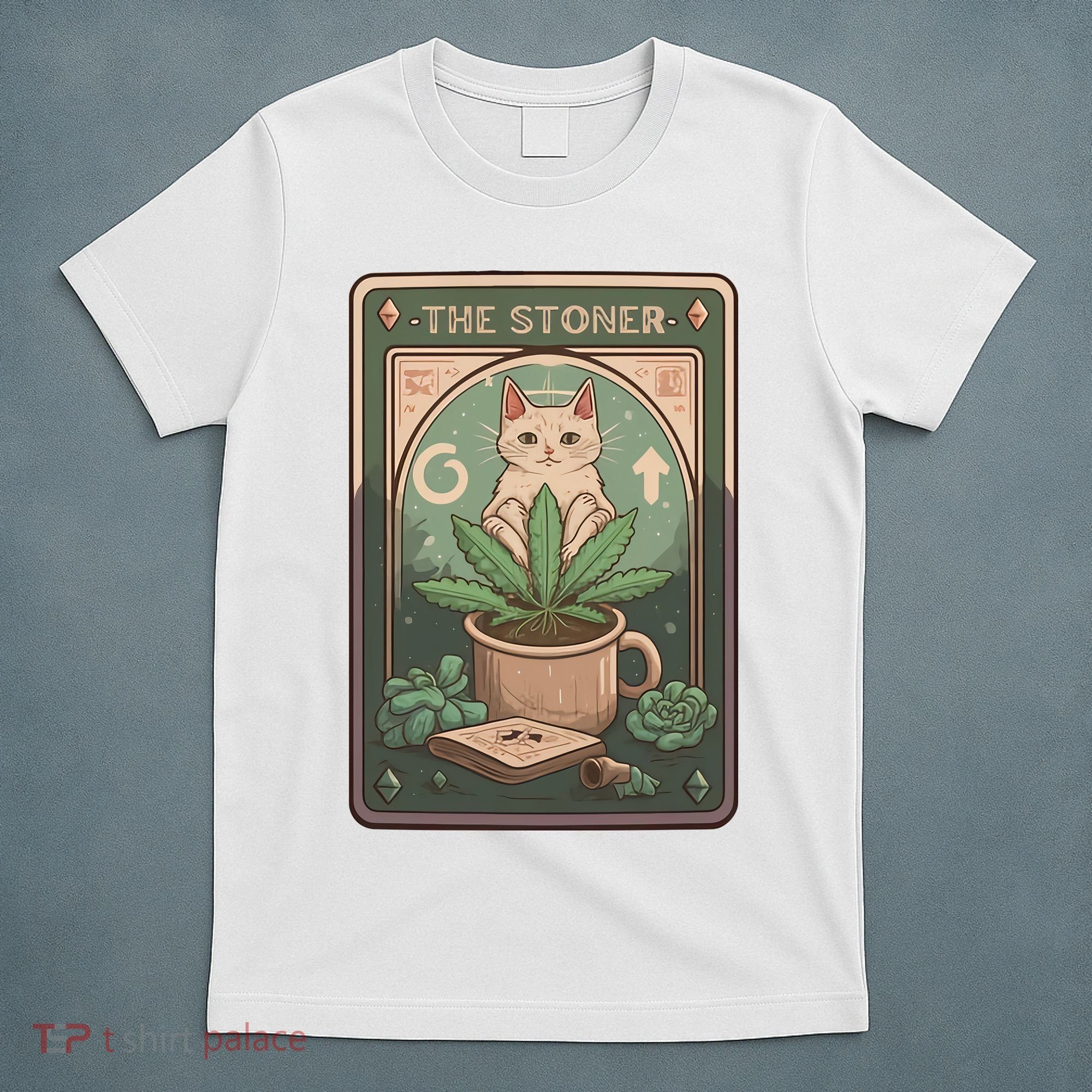 Stoner Tarot Card Cat Lover Funny Cat T-Shirt