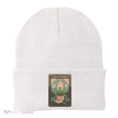 Stoner Tarot Card Cat Lover Funny Cat Beanie