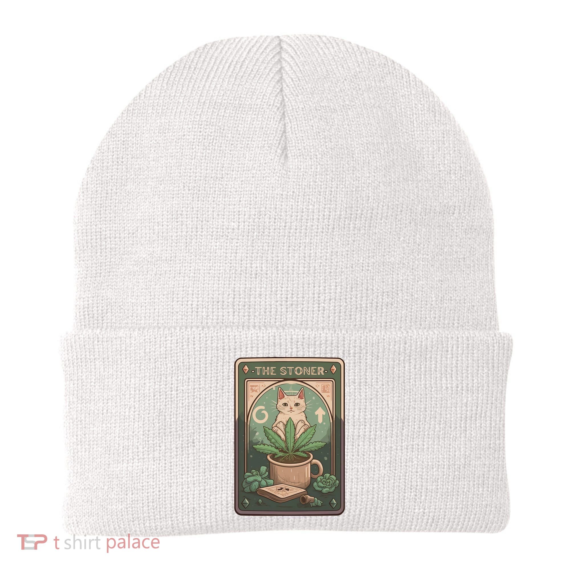 Stoner Tarot Card Cat Lover Funny Cat Beanie