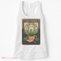 Stoner Tarot Card Cat Lover Funny Cat Women's Tank Top thumb 0