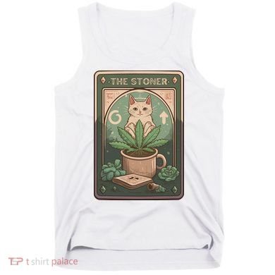 Stoner Tarot Card Cat Lover Funny Cat Tank Top