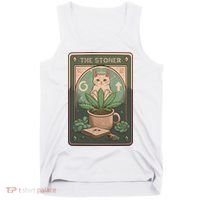 Stoner Tarot Card Cat Lover Funny Cat Tank Top thumb 0