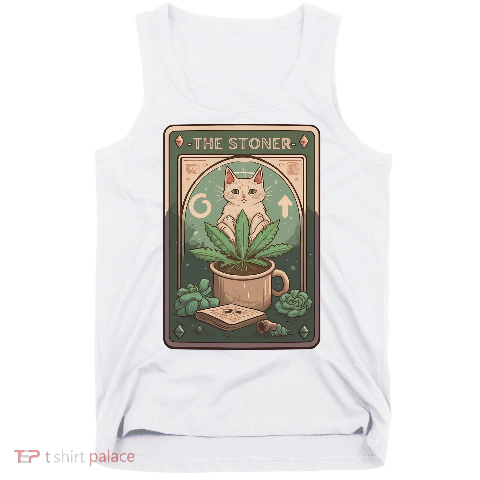 Stoner Tarot Card Cat Lover Funny Cat Tank Top