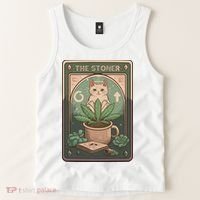 Stoner Tarot Card Cat Lover Funny Cat Tank Top thumb 2