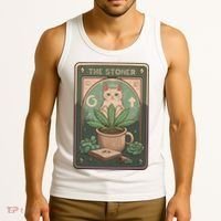 Stoner Tarot Card Cat Lover Funny Cat Tank Top thumb 3