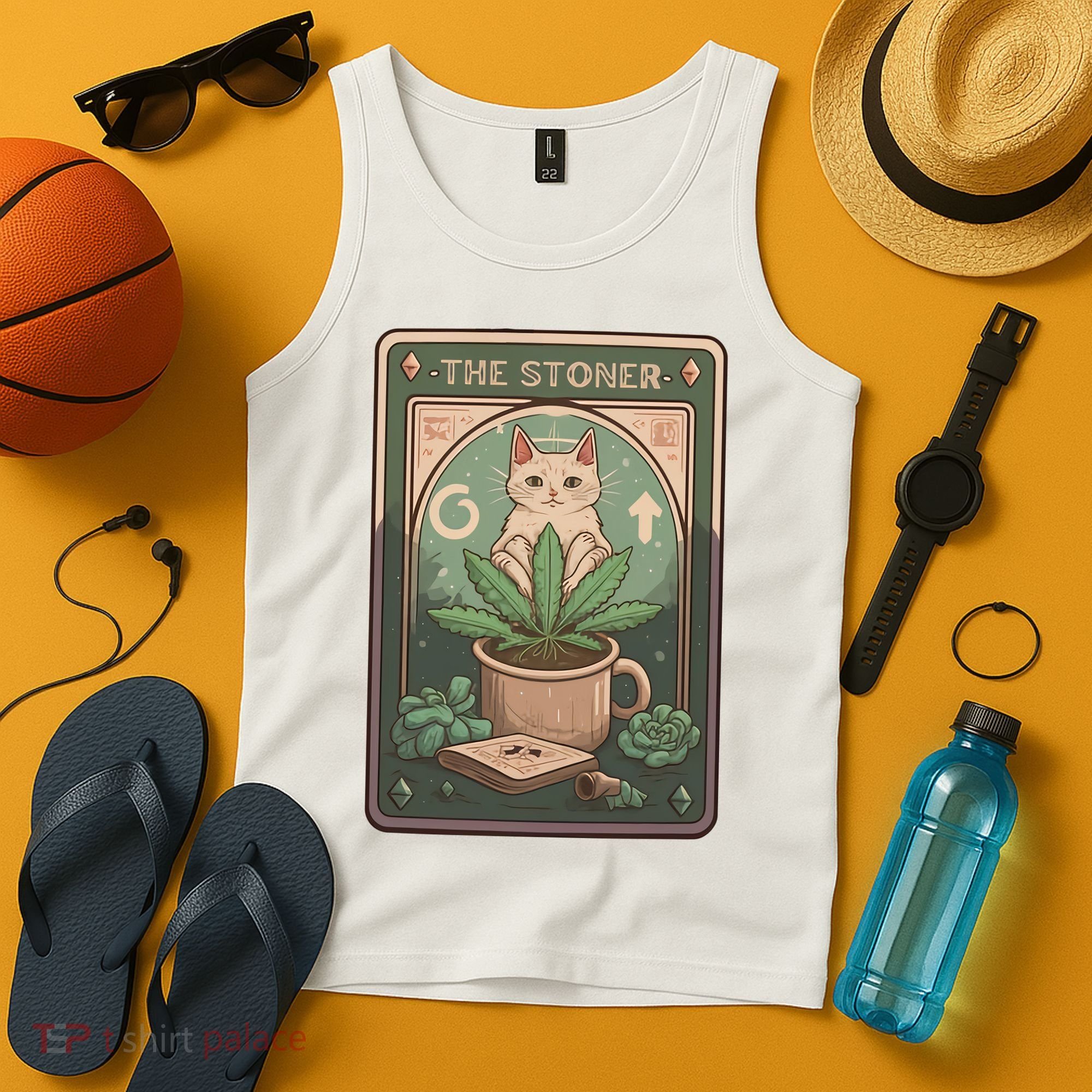 Stoner Tarot Card Cat Lover Funny Cat Tank Top