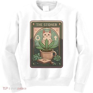 Stoner Tarot Card Cat Lover Funny Cat Kids Sweatshirt