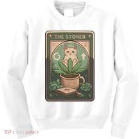 Stoner Tarot Card Cat Lover Funny Cat Kids Sweatshirt thumb 0