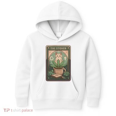 Stoner Tarot Card Cat Lover Funny Cat Kids Hoodie