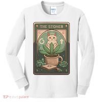 Stoner Tarot Card Cat Lover Funny Cat Kids Long Sleeve Shirt thumb 0