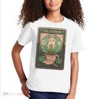 Stoner Tarot Card Cat Lover Funny Cat Kids T-Shirt thumb 2