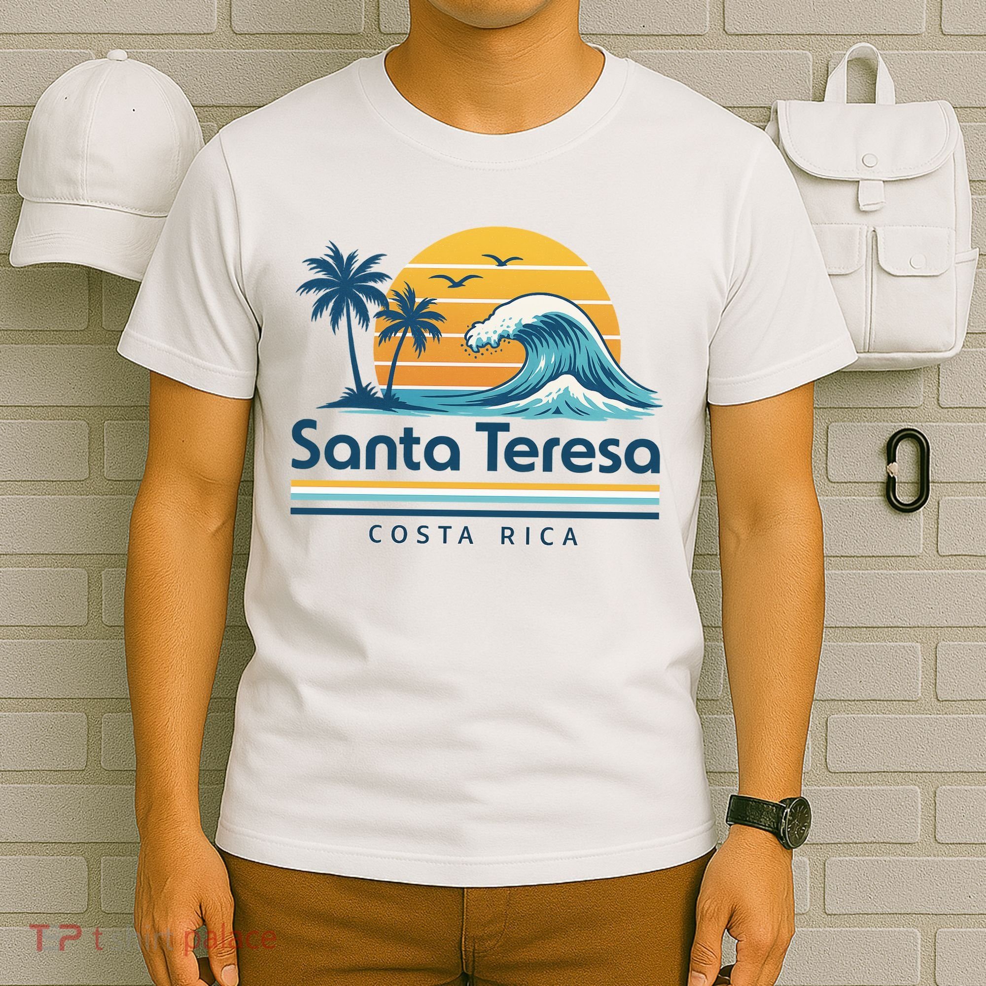 Santa Teresa Costa Rica Retro Wave T-Shirt