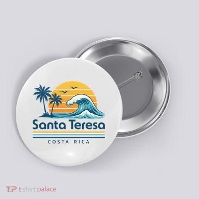 Santa Teresa Costa Rica Retro Wave Button
