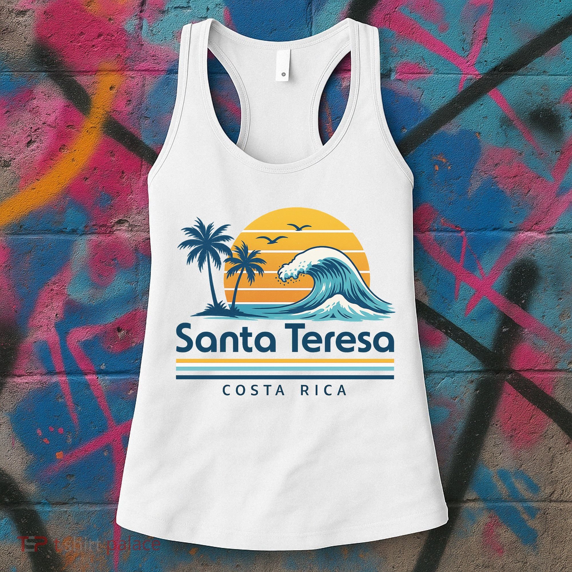Santa Teresa Costa Rica Retro Wave Women's Tank Top