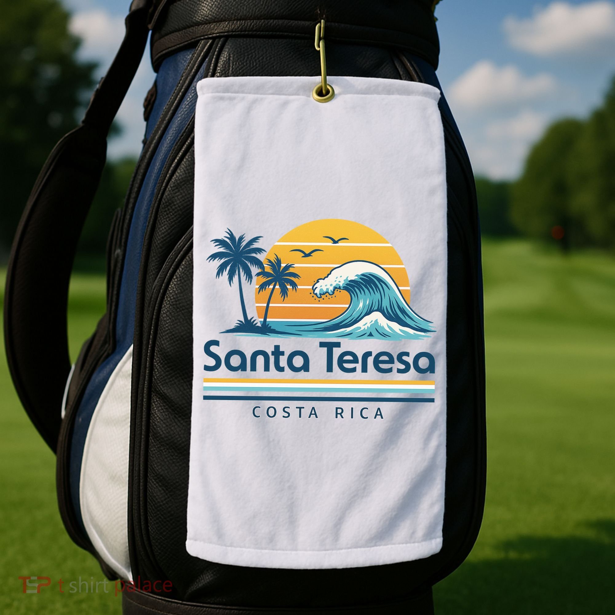Santa Teresa Costa Rica Retro Wave Golf Towel