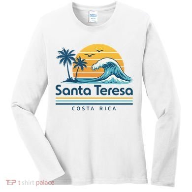 Santa Teresa Costa Rica Retro Wave Women's Long Sleeve Shirt
