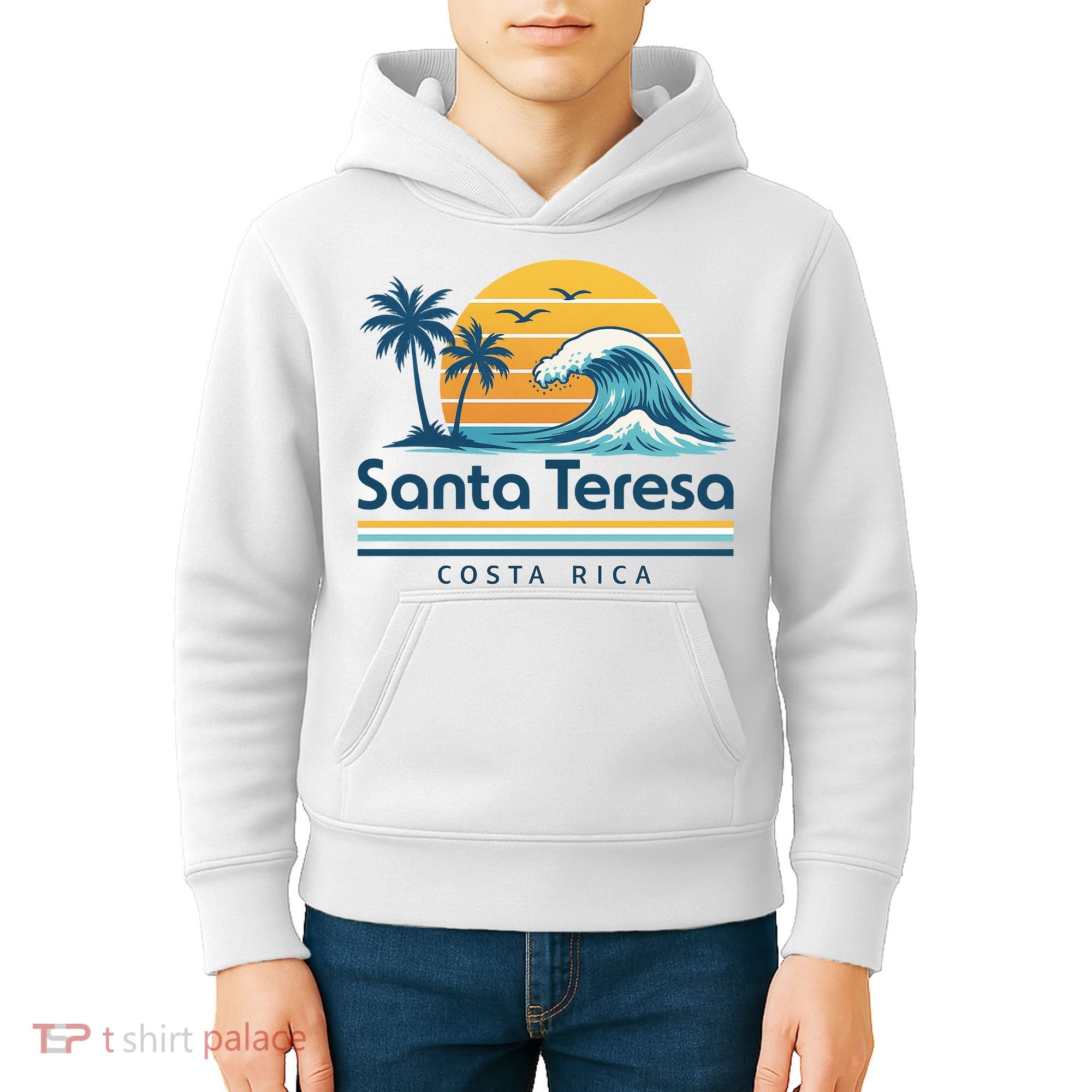 Santa Teresa Costa Rica Retro Wave Kids Hoodie