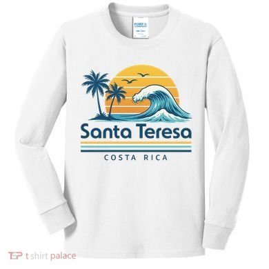 Santa Teresa Costa Rica Retro Wave Kids Long Sleeve Shirt