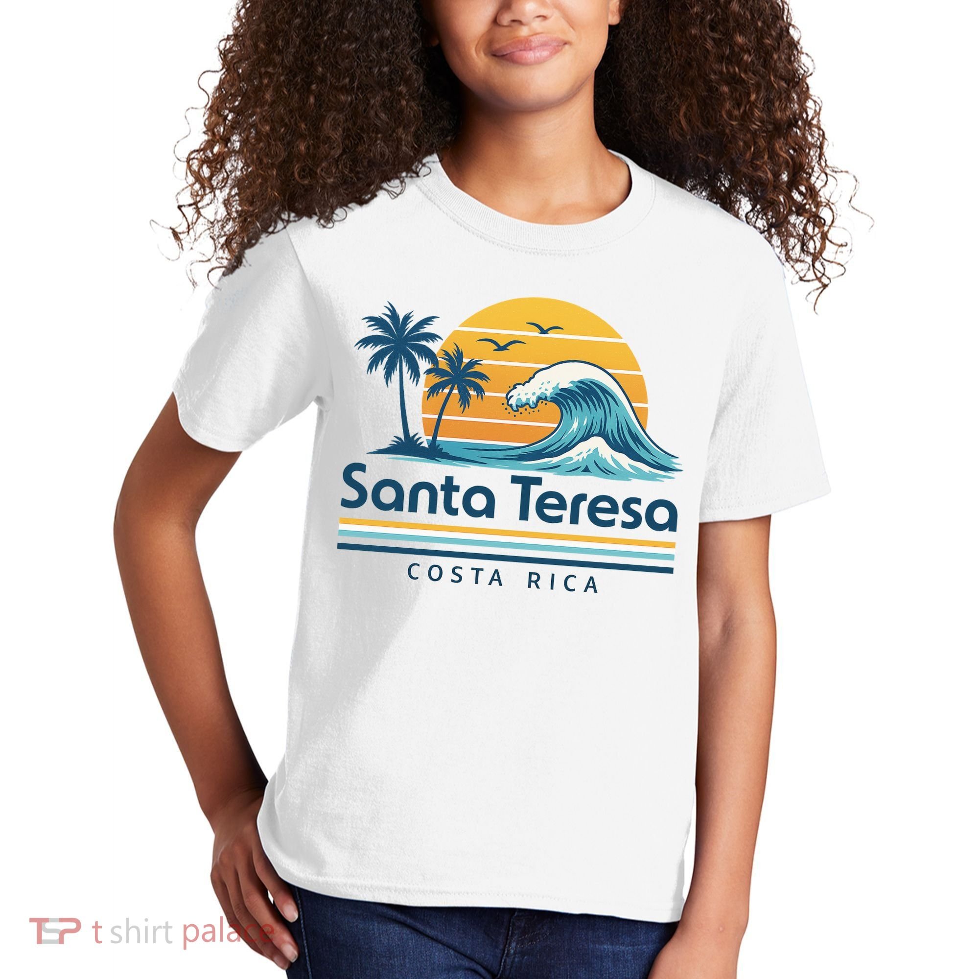 Santa Teresa Costa Rica Retro Wave Kids T-Shirt