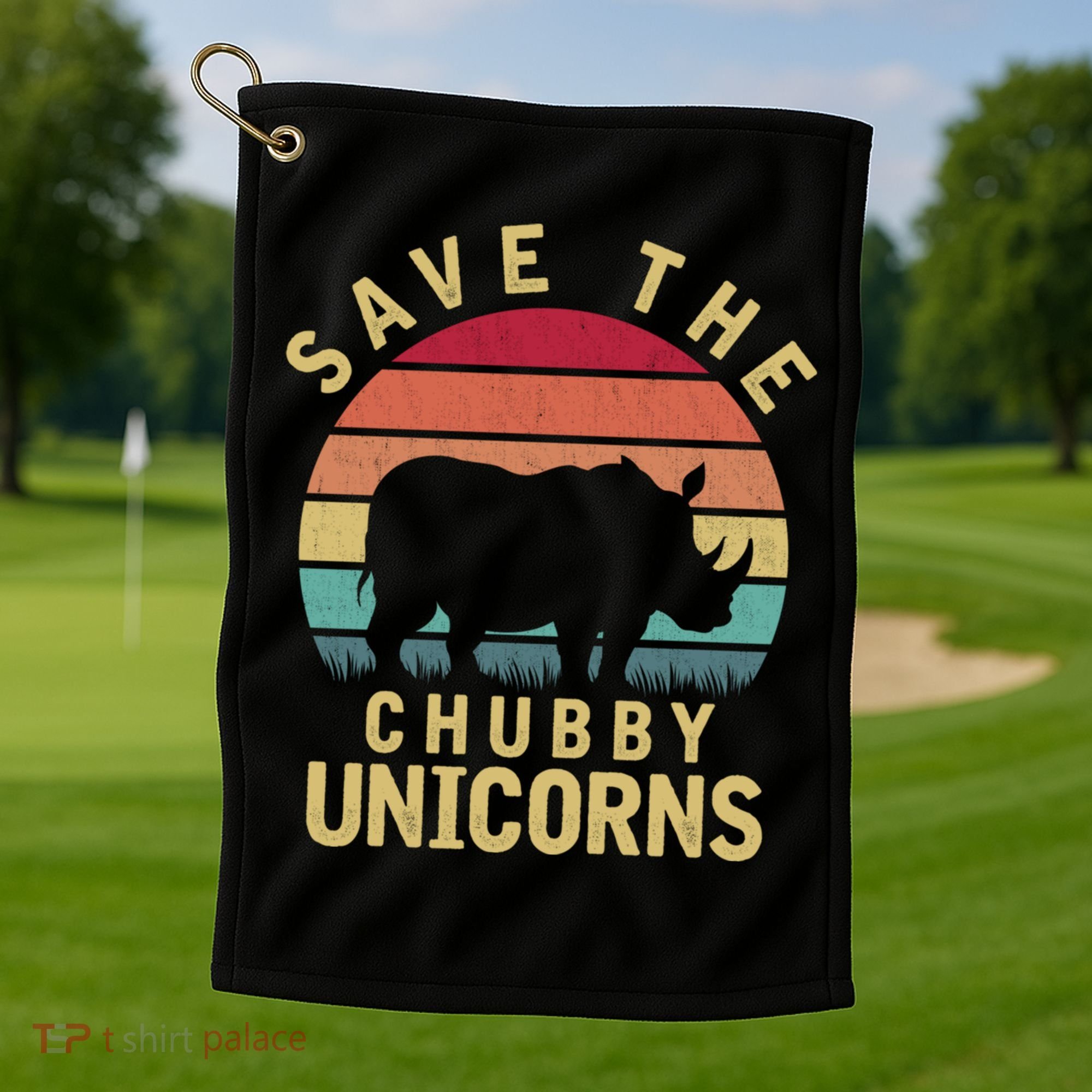 Save The Chubby Unicorn Rhino Cool Gift Golf Towel