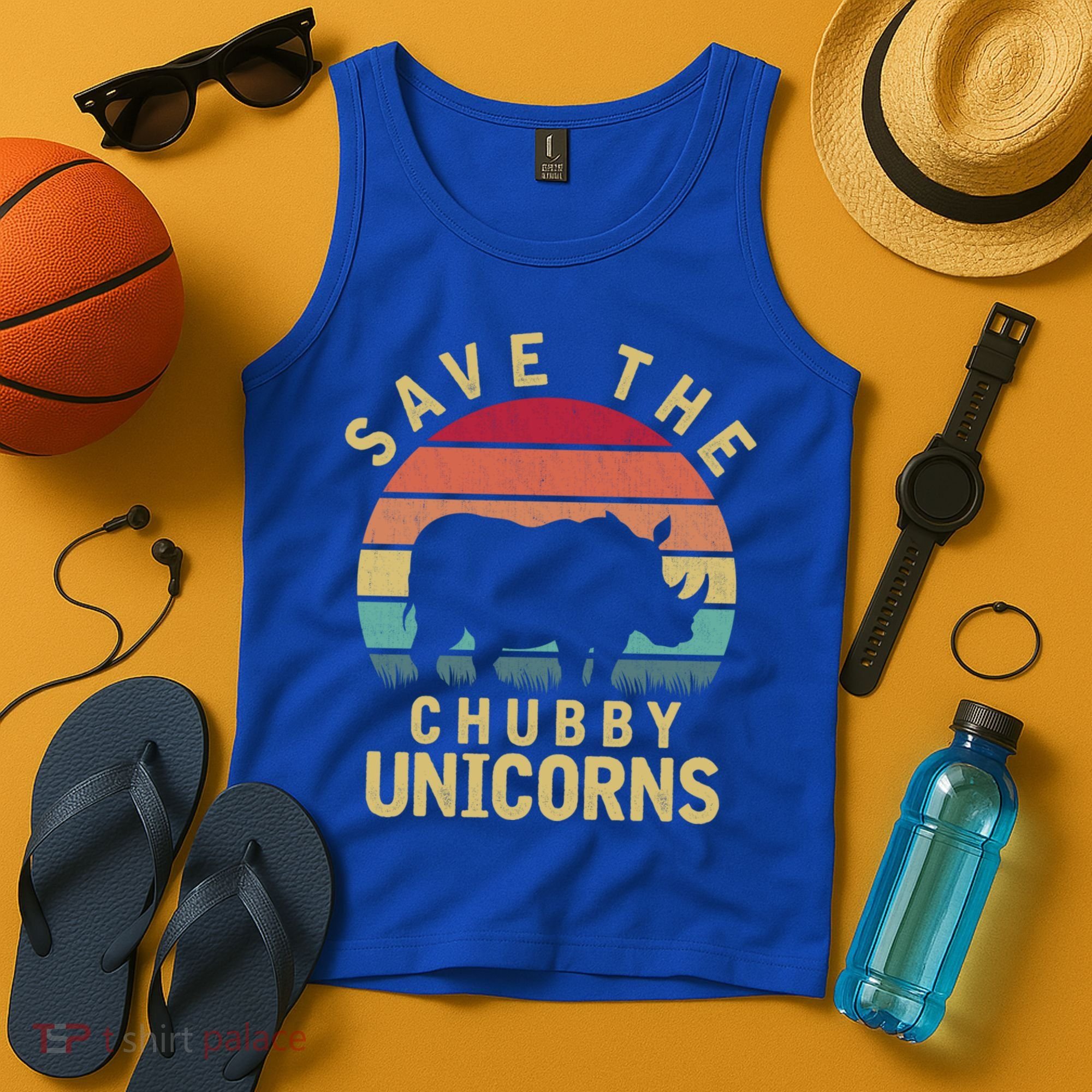 Save The Chubby Unicorn Rhino Cool Gift Tank Top