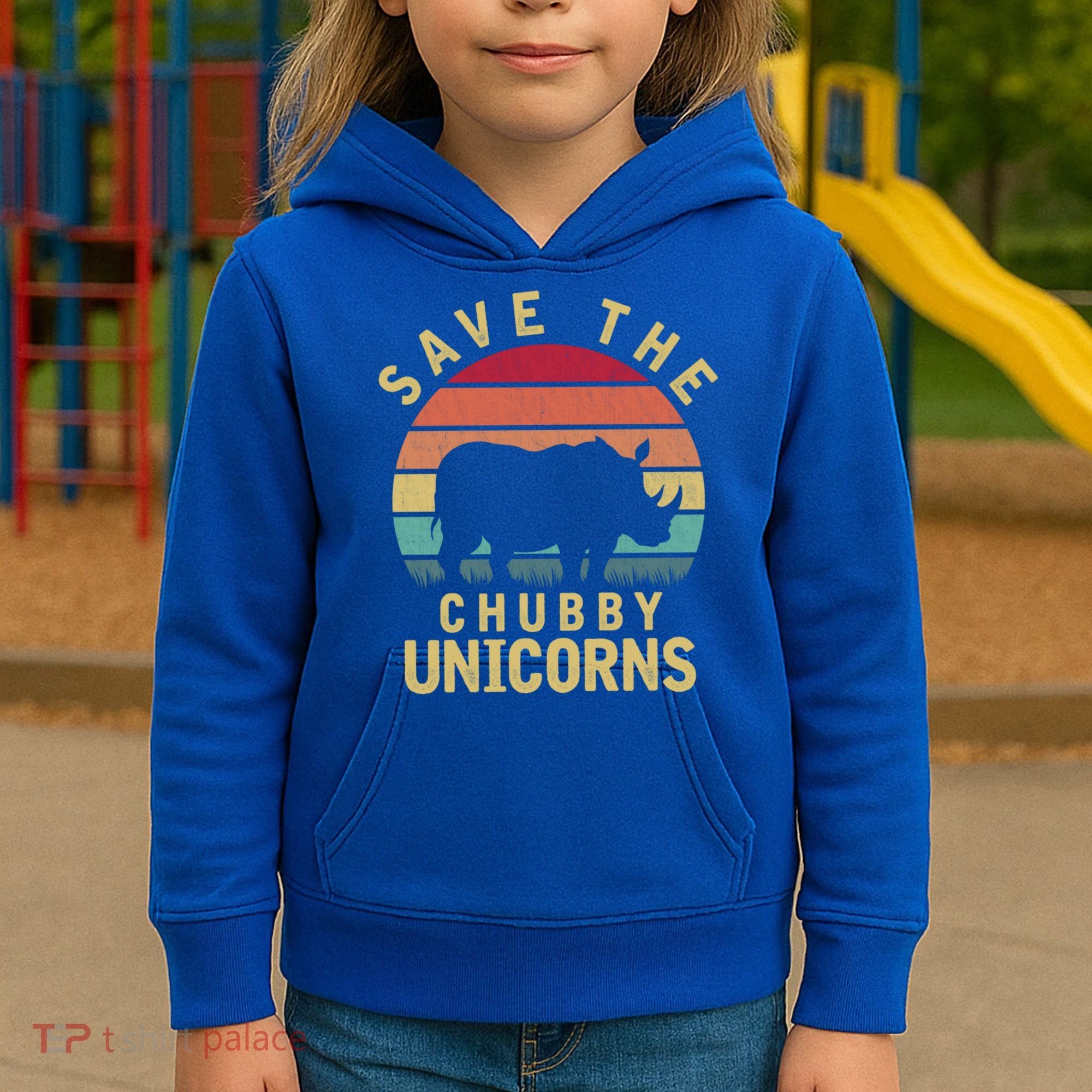 Save The Chubby Unicorn Rhino Cool Gift Kids Hoodie