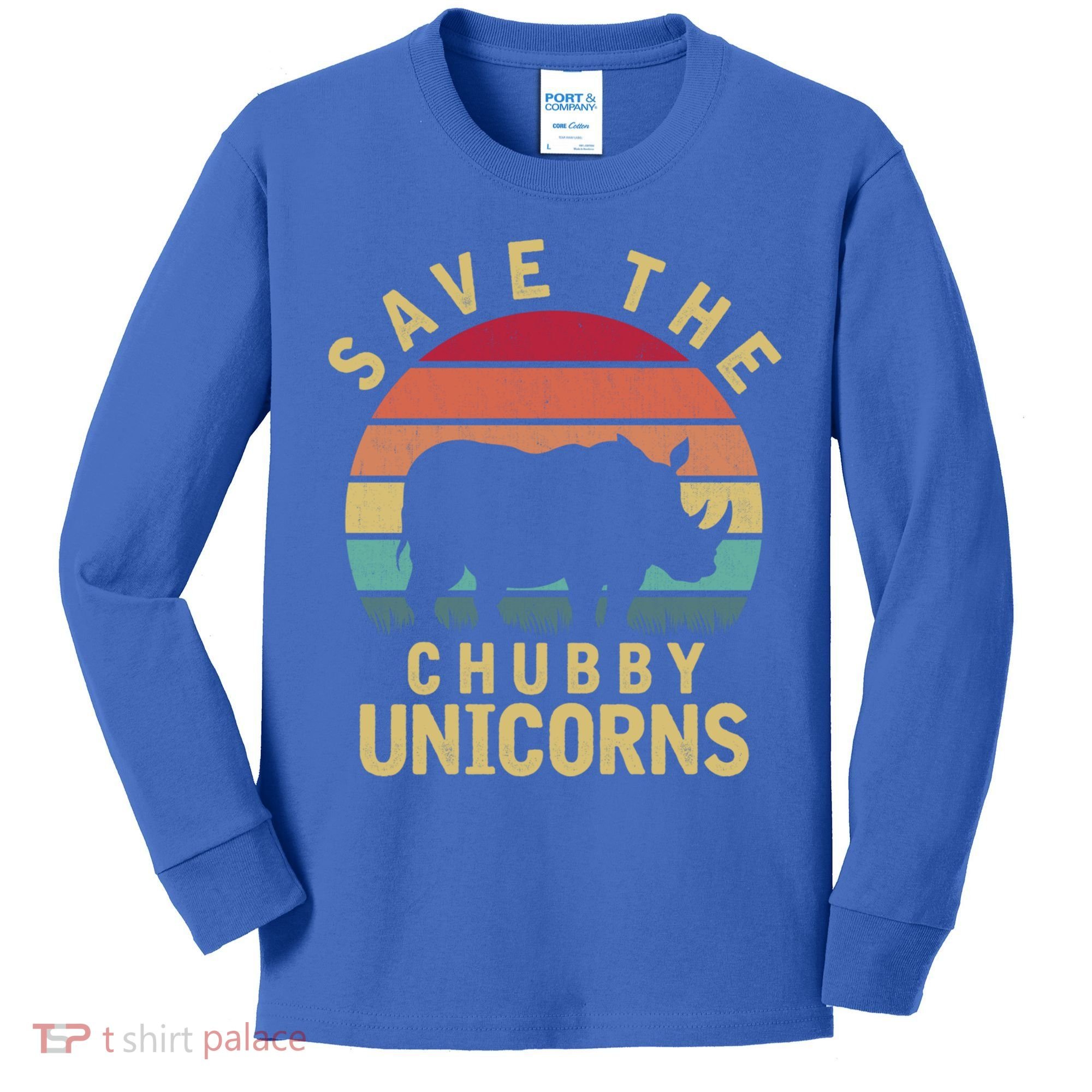 Save The Chubby Unicorn Rhino Cool Gift Kids Long Sleeve Shirt
