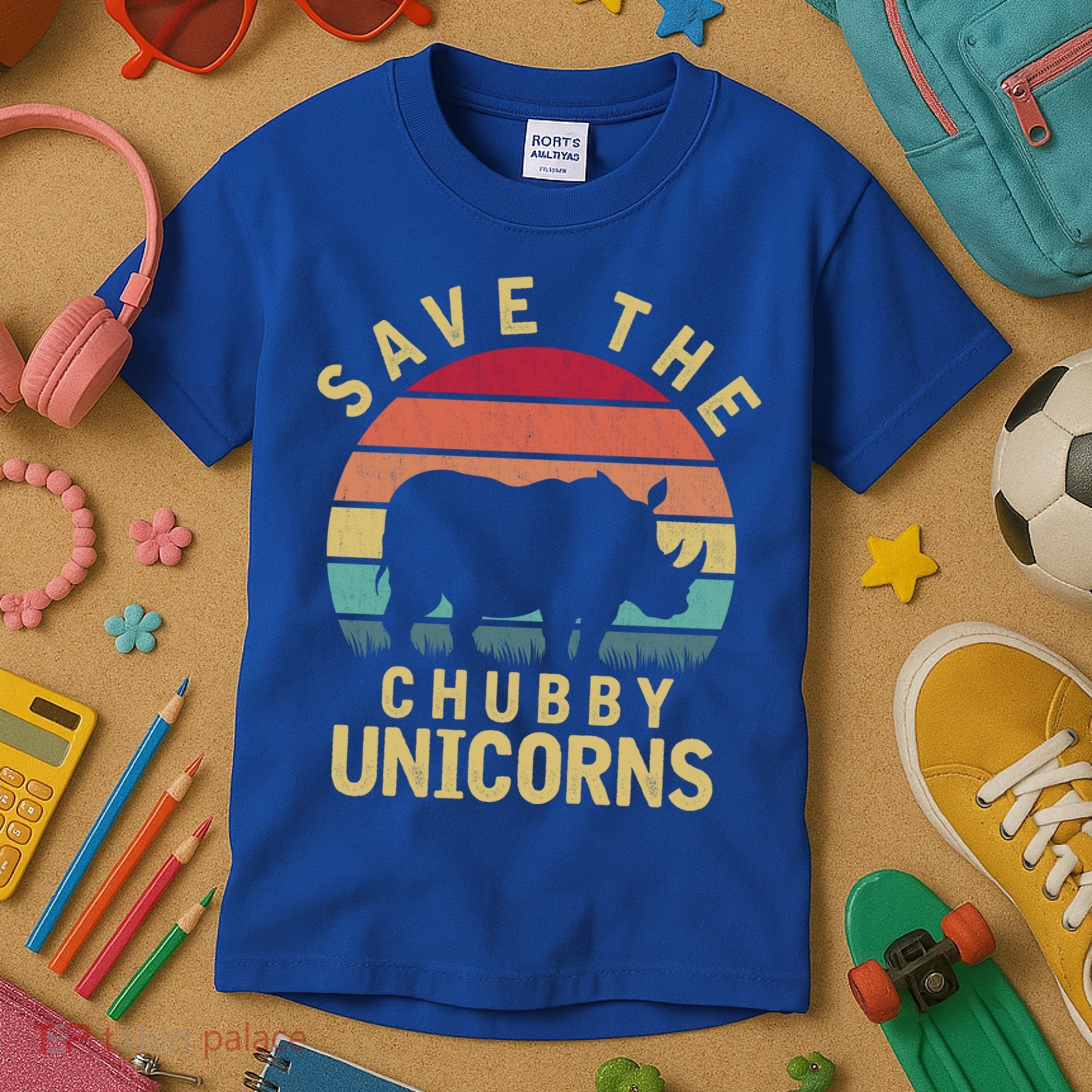 Save The Chubby Unicorn Rhino Cool Gift Kids T-Shirt