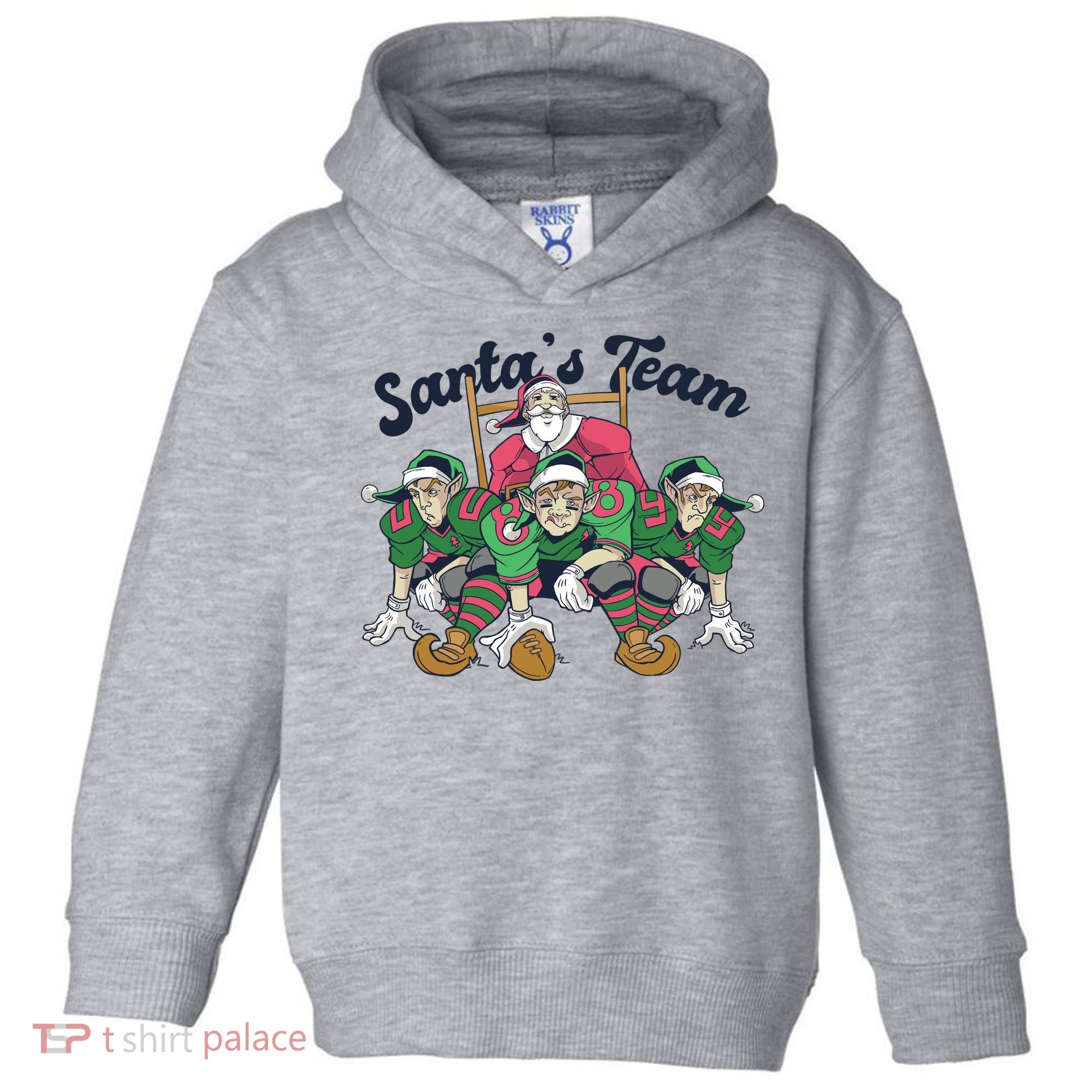 Santas Team Christmas Football Elf Team Toddler Hoodie