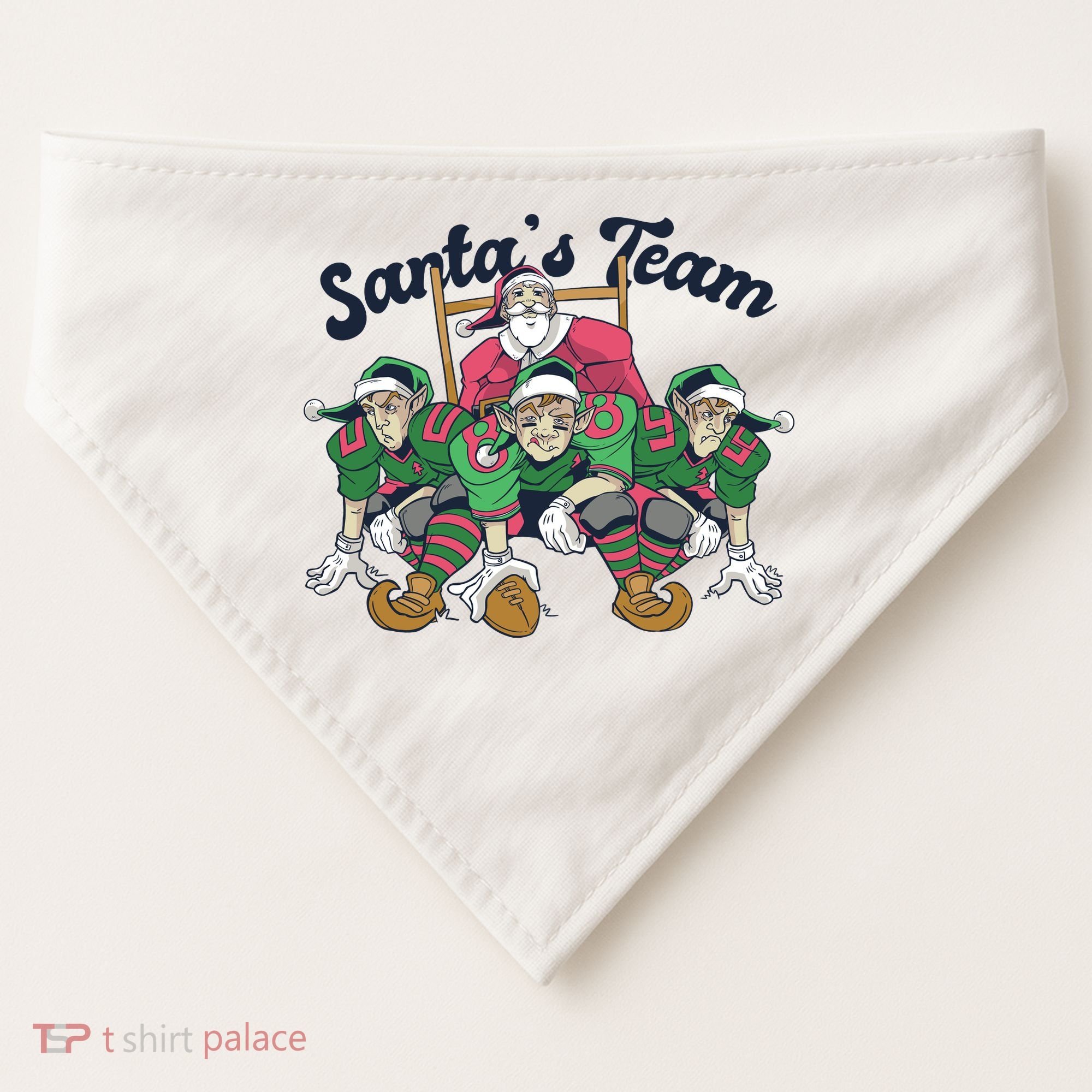 Santas Team Christmas Football Elf Team USA-Made Doggie Bandana