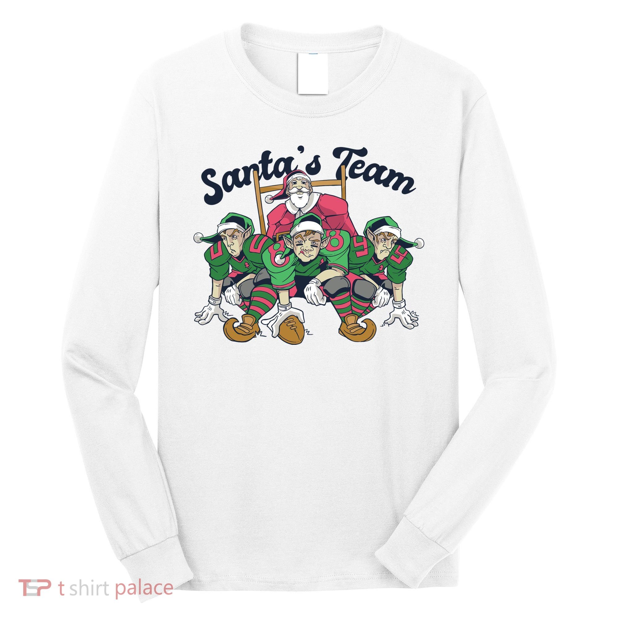 Santas Team Christmas Football Elf Team Long Sleeve Shirt