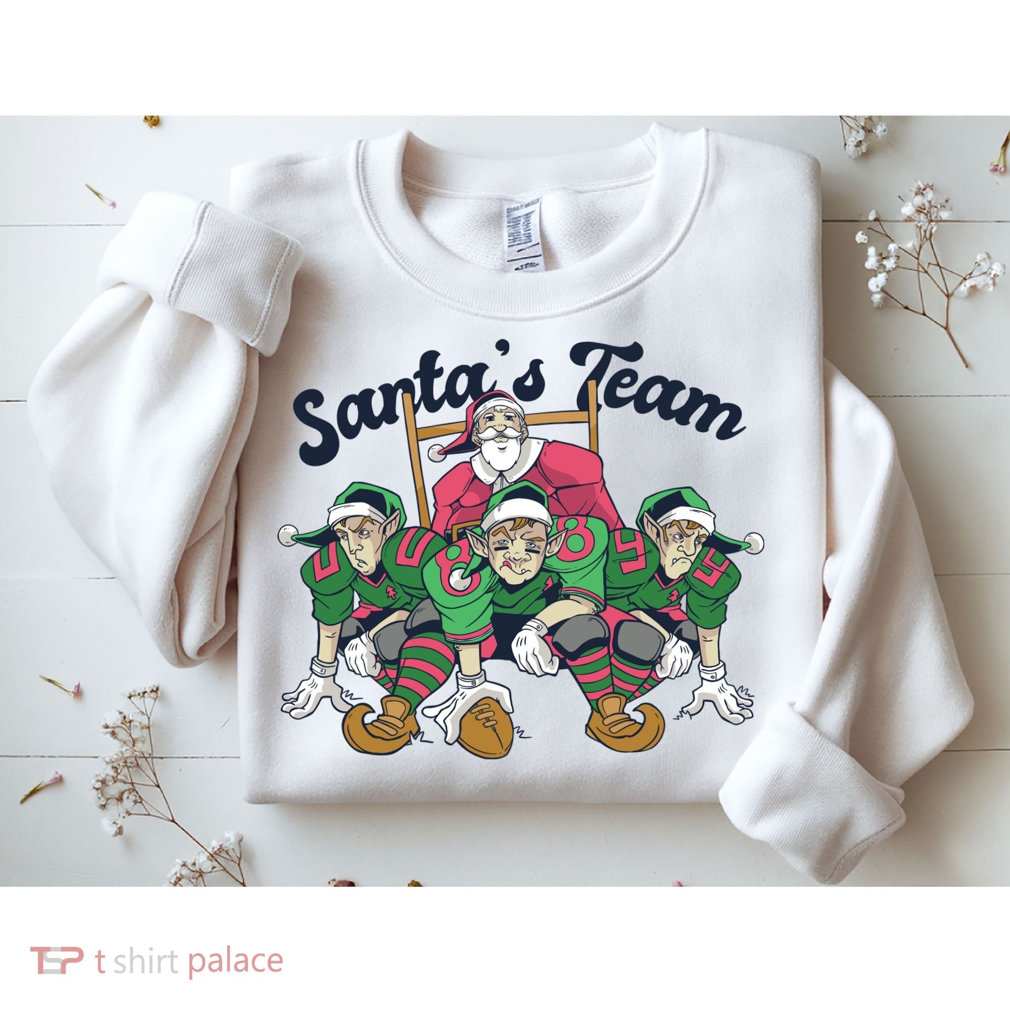 Santas Team Christmas Football Elf Team Sweatshirt