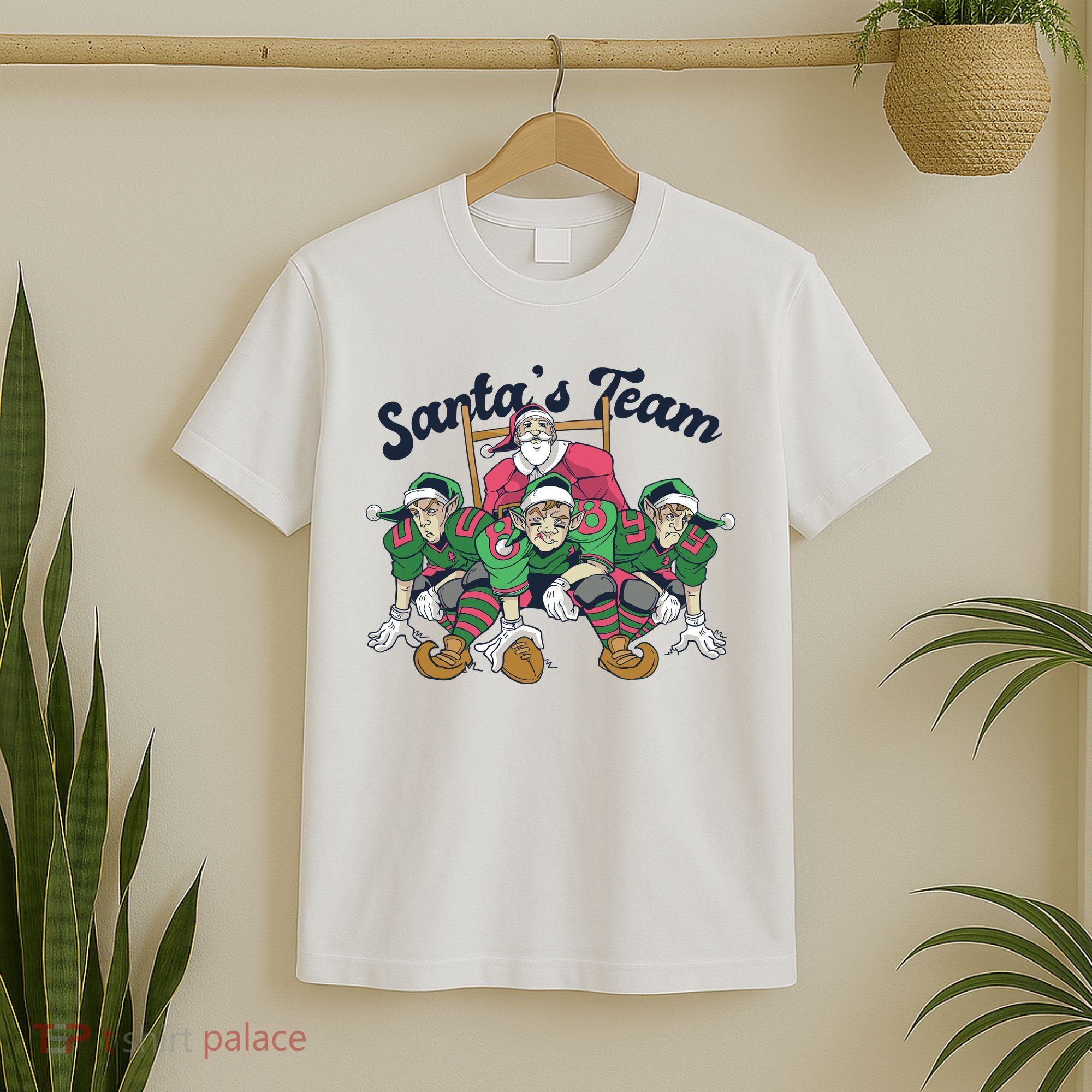 Santas Team Christmas Football Elf Team T-Shirt