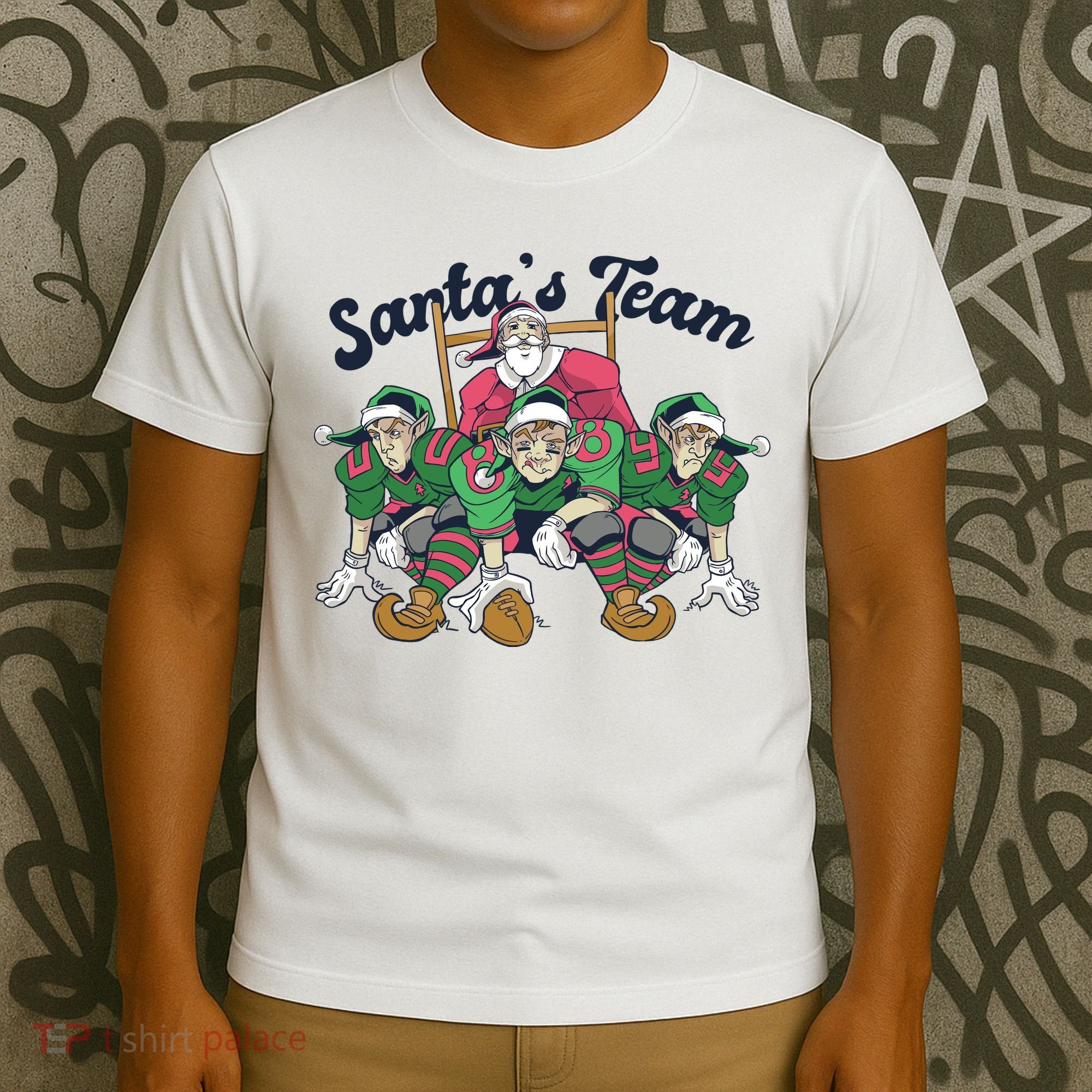 Santas Team Christmas Football Elf Team T-Shirt