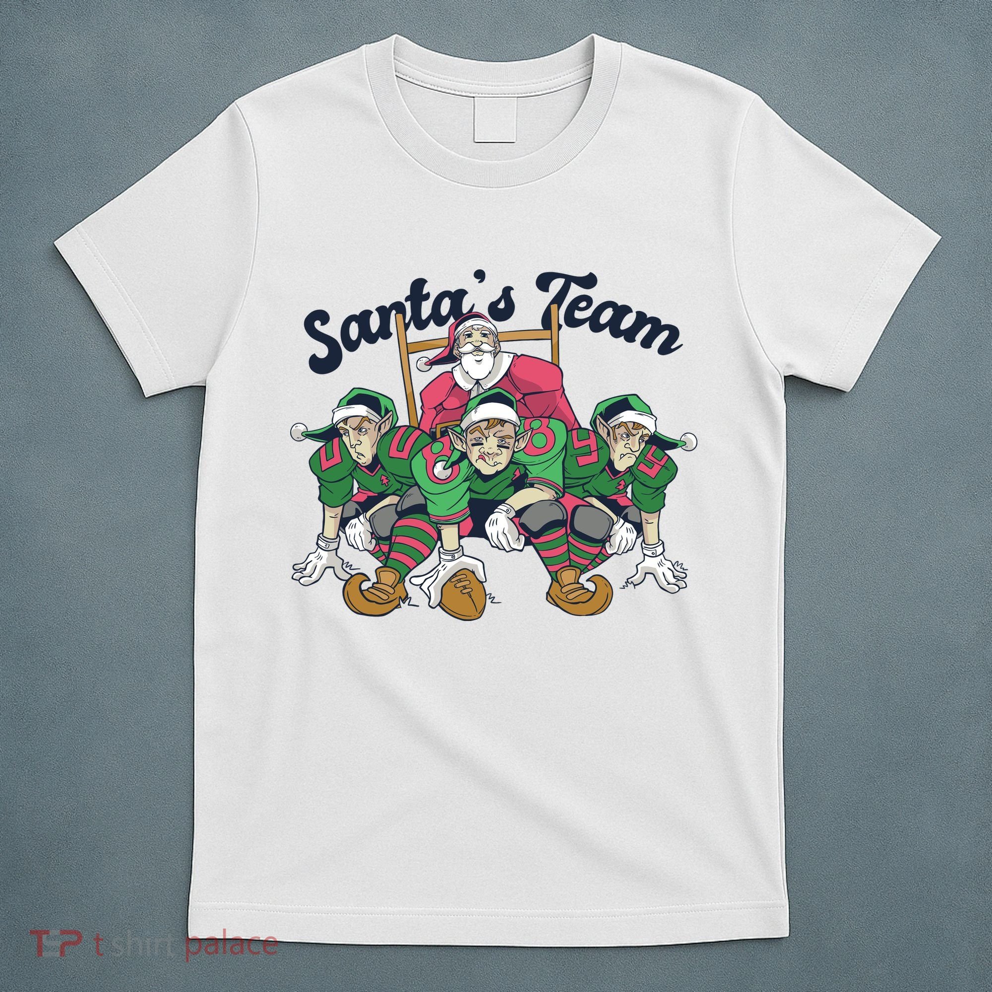 Santas Team Christmas Football Elf Team T-Shirt