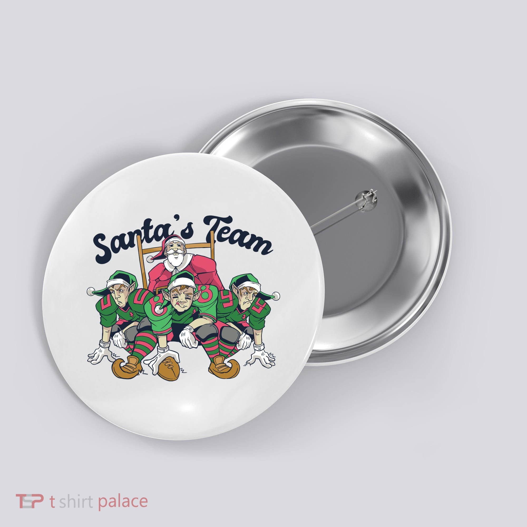 Santas Team Christmas Football Elf Team Button