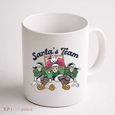 Santas Team Christmas Football Elf Team Coffee Mug back