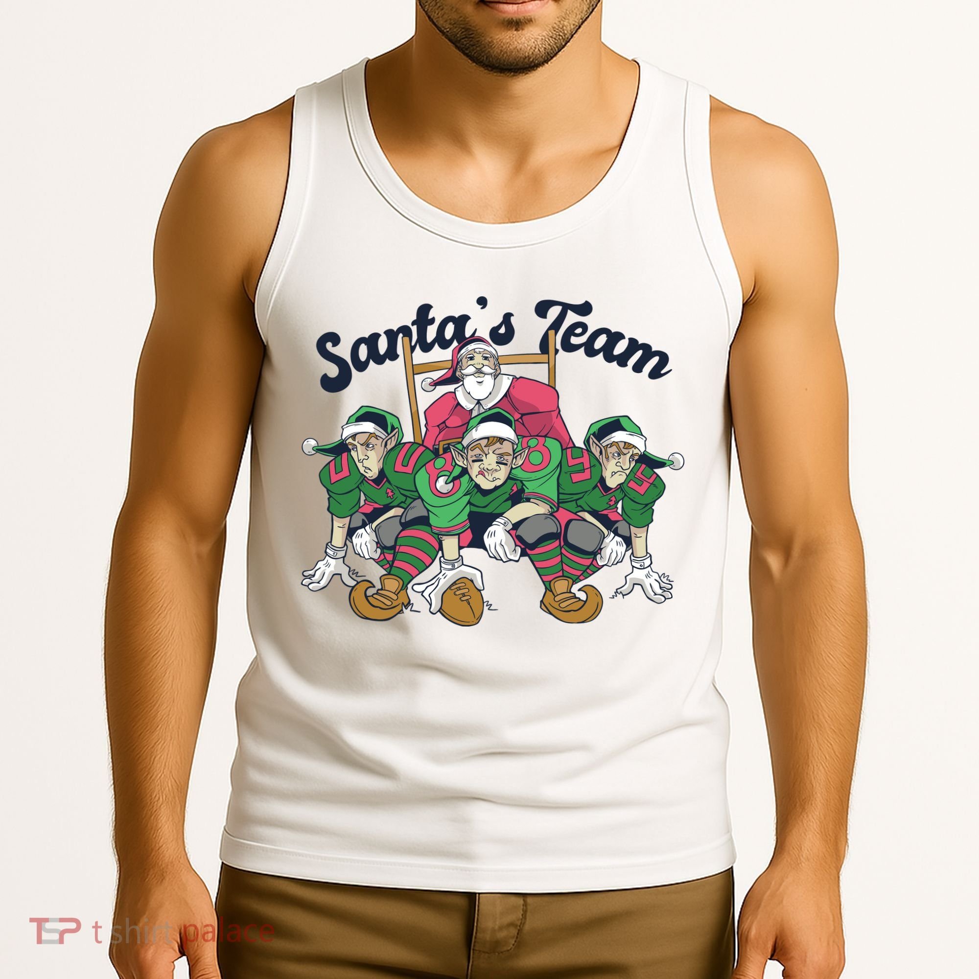 Santas Team Christmas Football Elf Team Tank Top